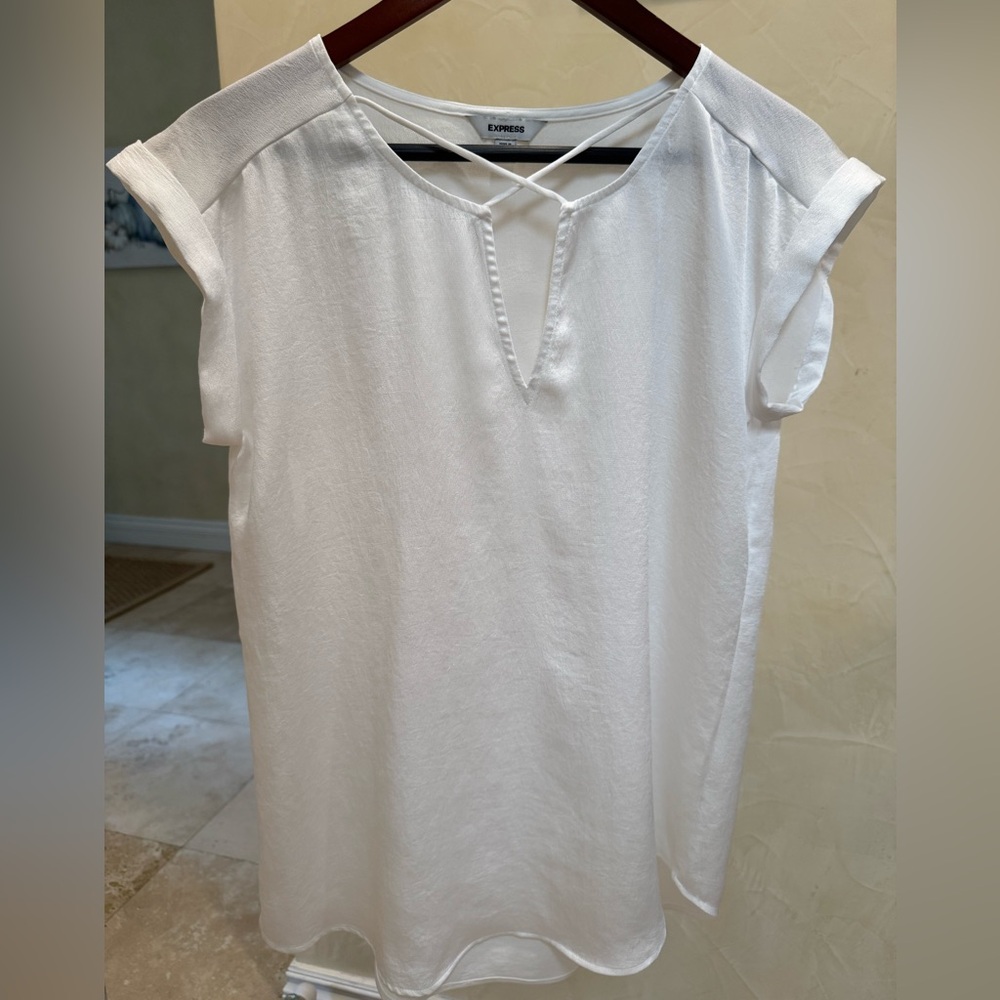 Express White Cap Sleeve Blouse Size S